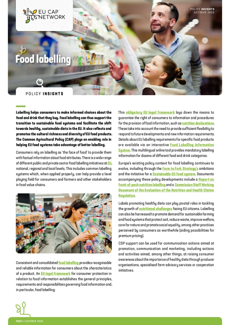 Policy Insights - Food labelling   