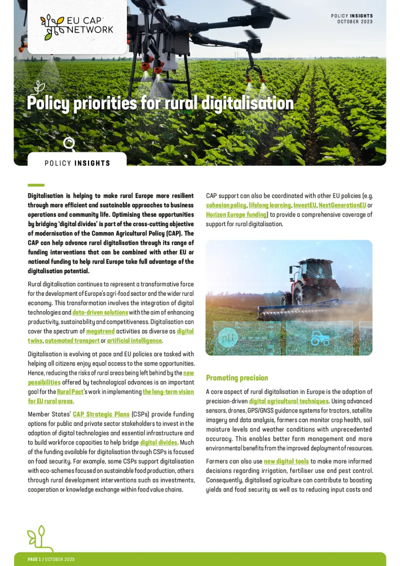 Policy Insights - Policy priorities for rural digitalisation 