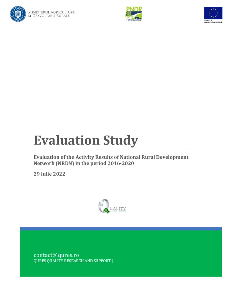 Evaluation of the activity results of the Romanian National Rural Development Network in the period of 2016-2020