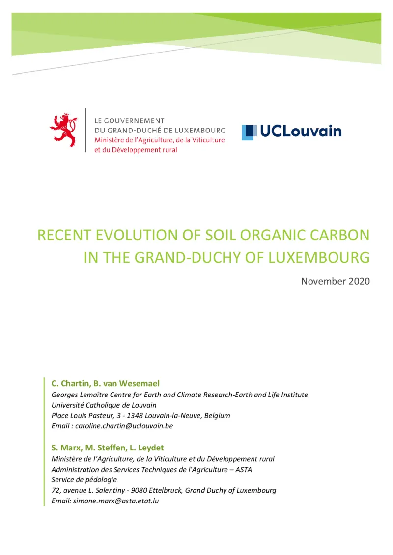Evolution of soil organic carbon in the Grand-Duchy of Luxembourg
