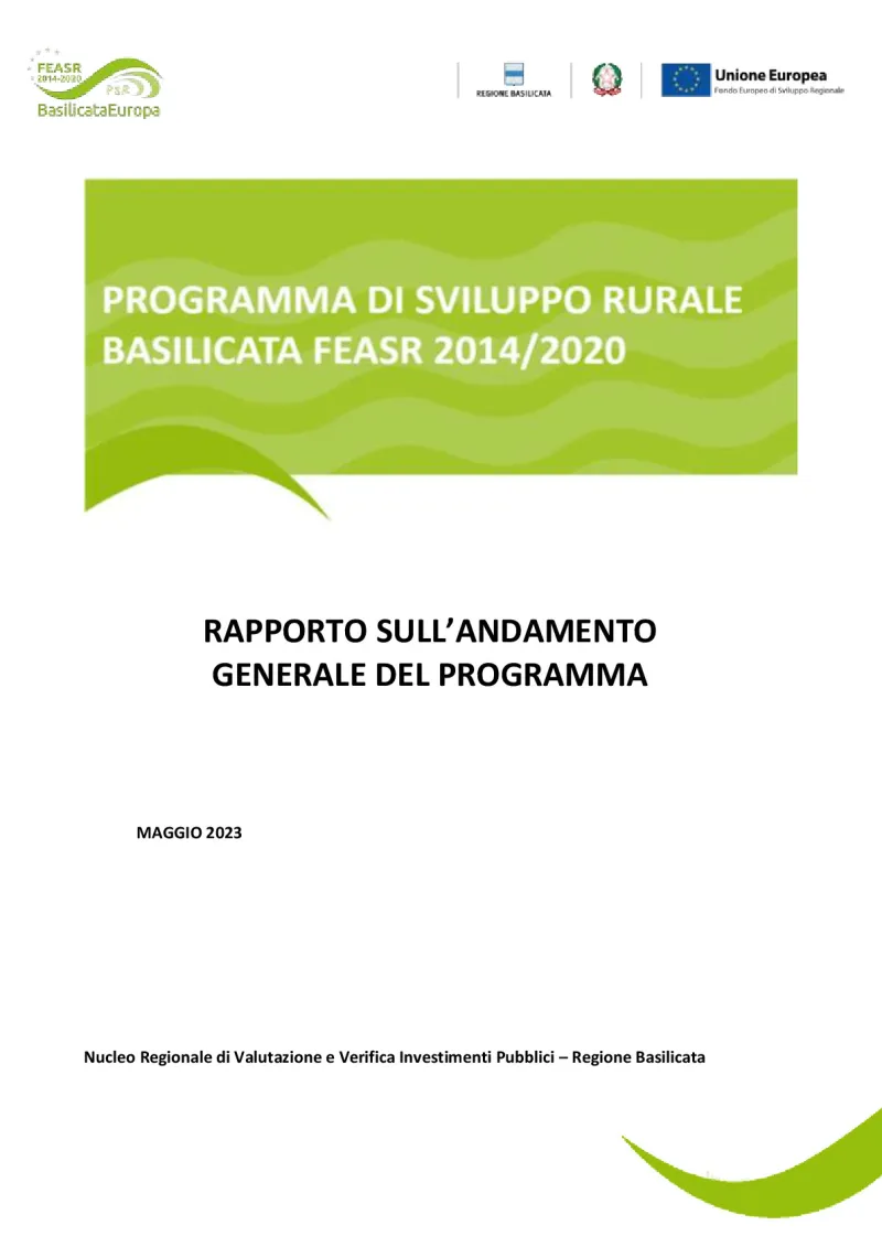 Progress report of the Basilicata RDP