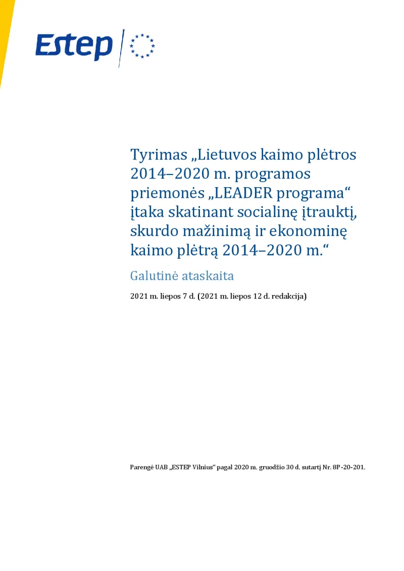 Study on the impact of LEADER on Lithuania’s 2014-2020 RDP