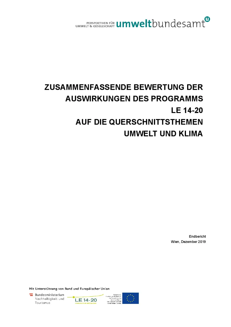 Summary assessment of the Austrian Rural Development Programme on the cross-cutting issues of environment and climate