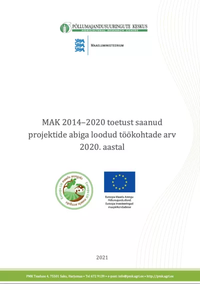 Assessing job creation in 2020 from EU projects supported by the Estonian Rural Development Programme in 2014-2022
