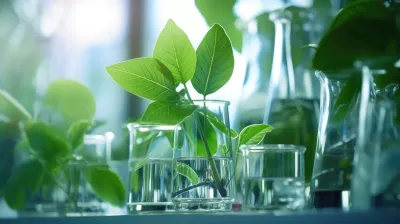 Many green plants in test tubes. 