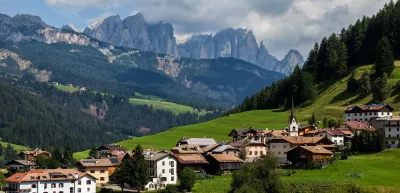 mountain village in a green valley