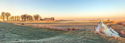 Rural polder landscape in wintertime