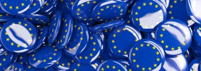 Round pins with flag of european union