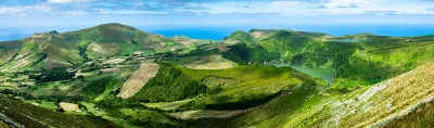Panoramic shot of the landscape of the island of Flores