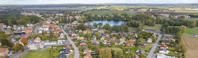 Aerial view on a little village in Sweden