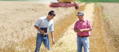 two farmers standing in a field