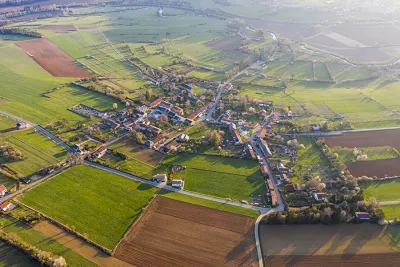 Aerial view of a rural village