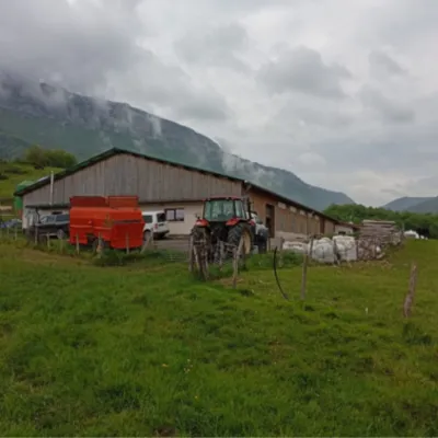 A sheep farm on an mountainous area