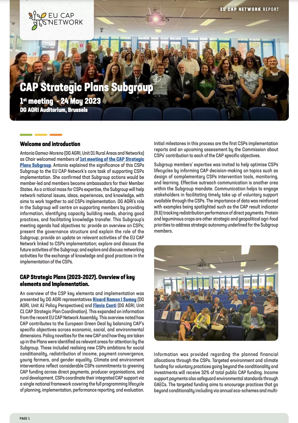 CSP subgroup meeting report cover