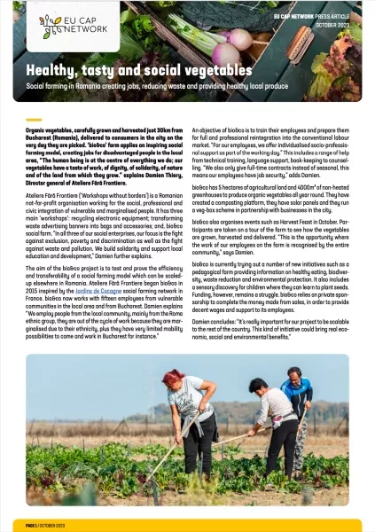 Cover of the social farming press article