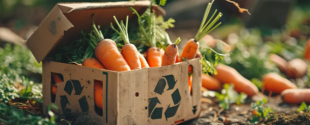 Fresh carrots in a box