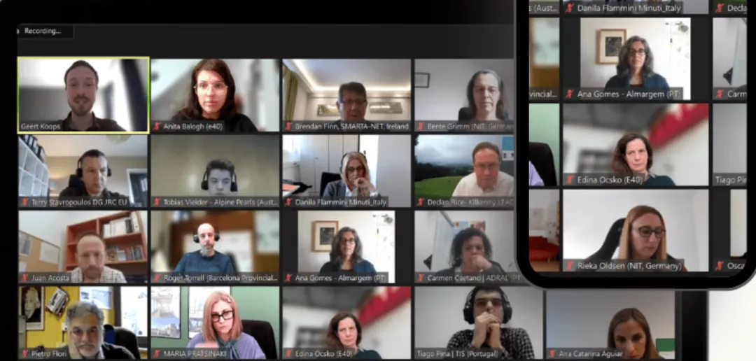 Colleagues in an online meeting