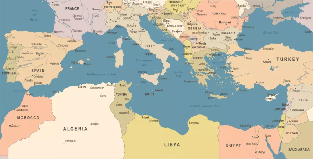 Mediterranean countries map