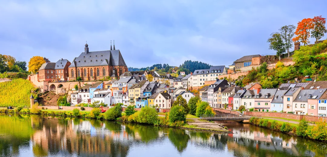 Old town on the hills of Saar river valley