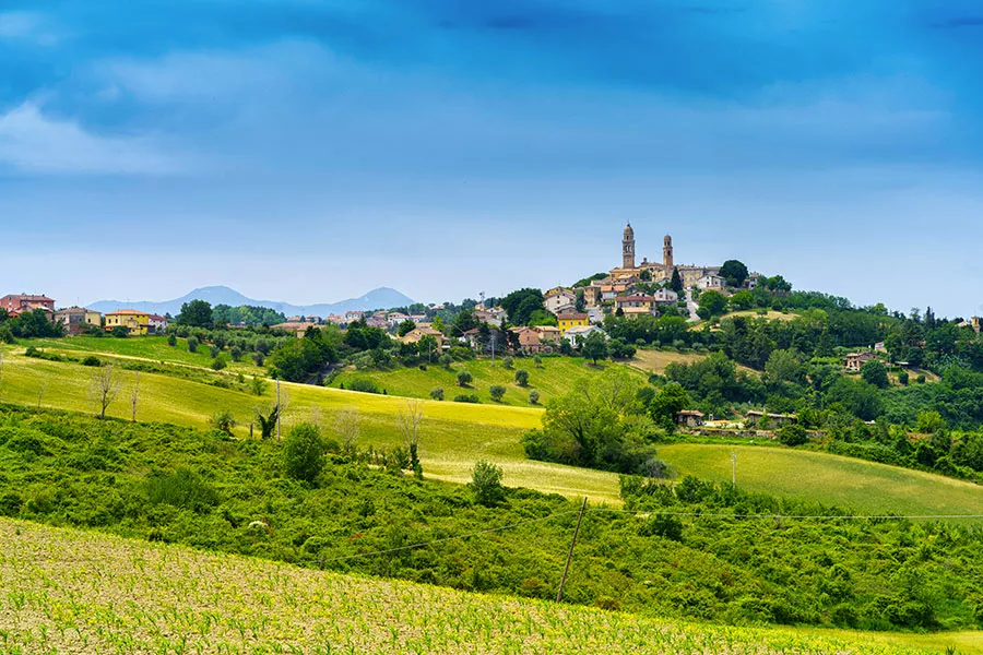 Rural landscape along the road from Fano to Mondavio, Marche