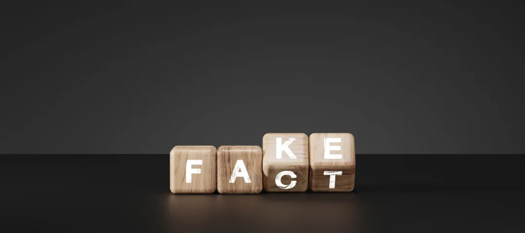 Flipping Wooden cube block for change fake to fact , news and social media concept