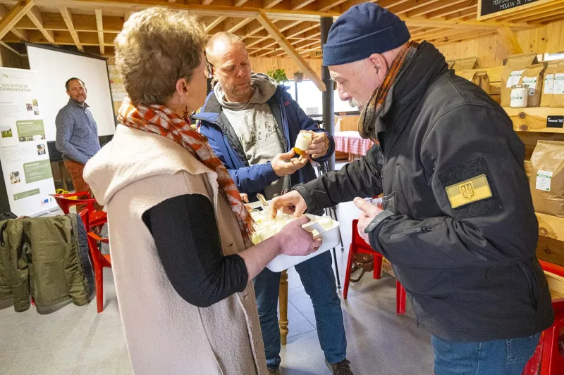 People on a farming market