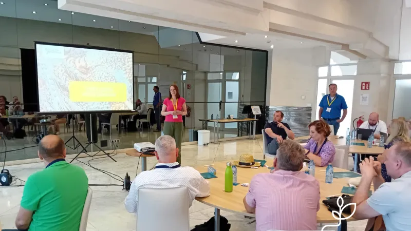 Woman presenting at 2nd meeting of Focus Group 'Production of protein crops under climate change'