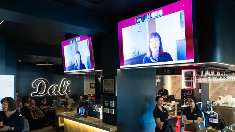 The interior of the bar where drinks were served at the conference
