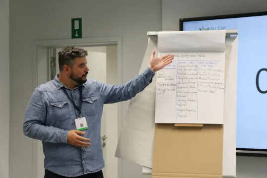 Man presenting his thoughts