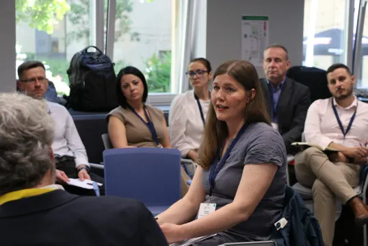 Member speaks during plenary session