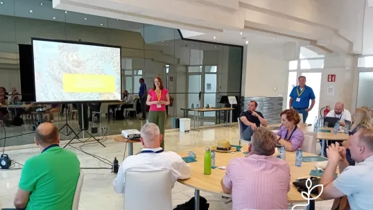 Woman presenting at 2nd meeting of Focus Group 'Production of protein crops under climate change'