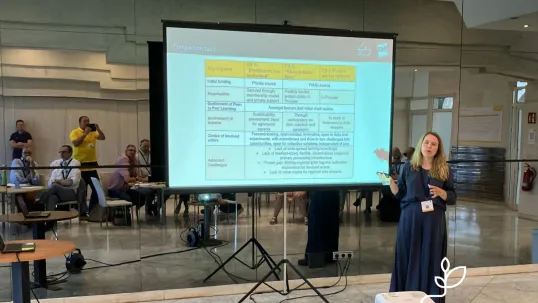 Woman presenting at 2nd meeting of Focus Group 'Production of protein crops under climate change'