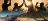 Mosaic people in a group with water landscape